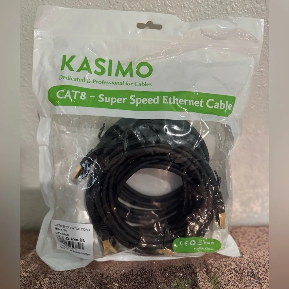 3/for $15 🍒5 Pack KASIMO CAT8 Super Speed Ethernet Cable - NEW w TAGS 🏷️